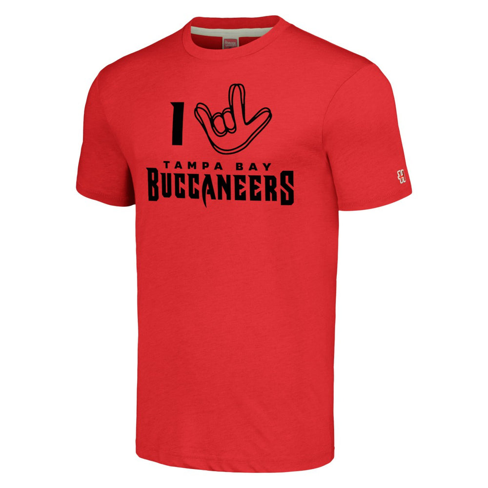Tampa Bay Buccaneers Homage Unisex The NFL ASL Collection by Love Sign Tri-Blend T-Shirt Red | NFL