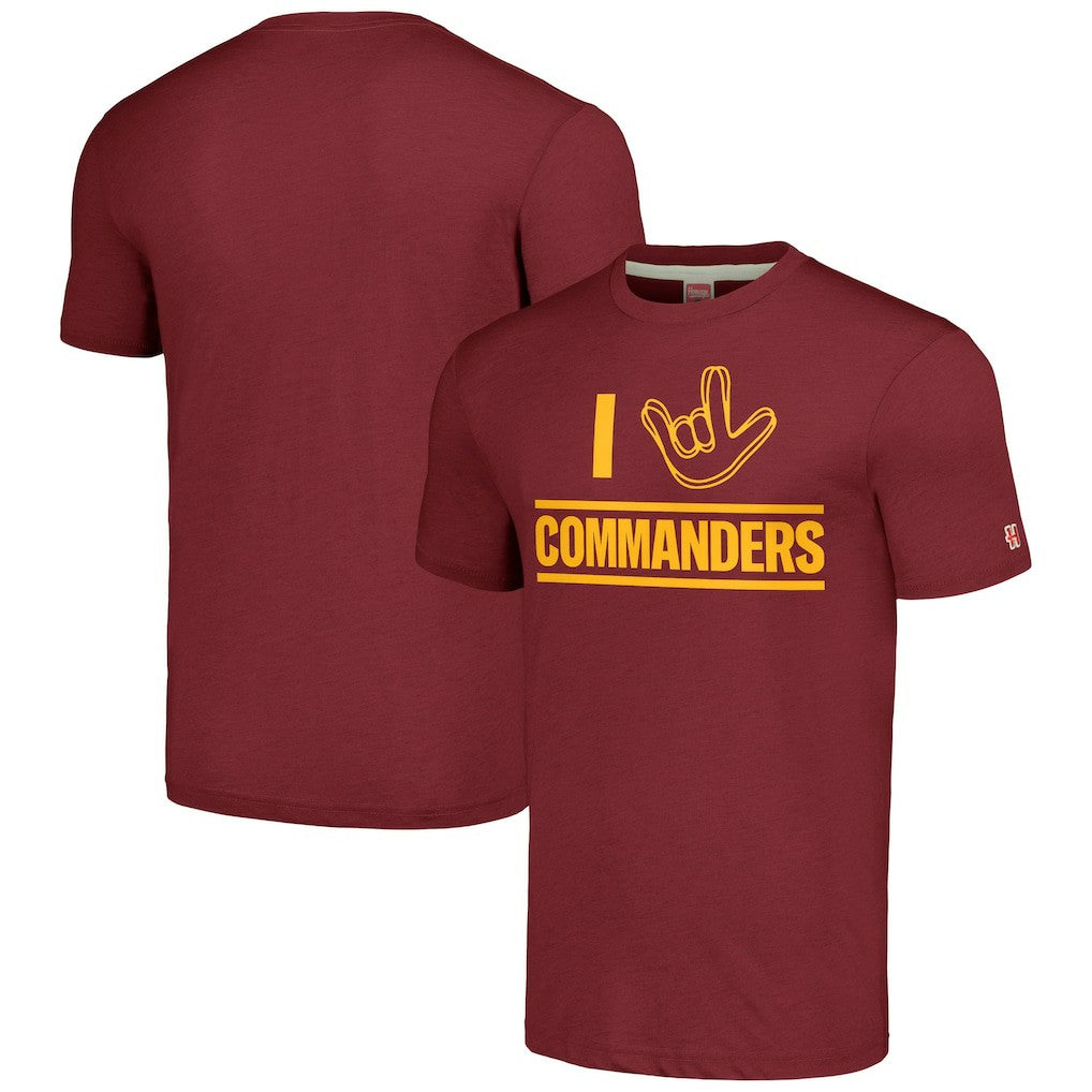 Washington Commanders Homage Unisex The NFL ASL Collection by Love Sign Tri-Blend T-Shirt Burgundy | NFL