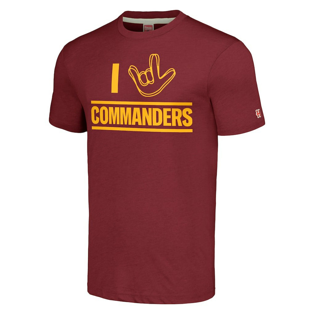 Washington Commanders Homage Unisex The NFL ASL Collection by Love Sign Tri-Blend T-Shirt Burgundy | NFL
