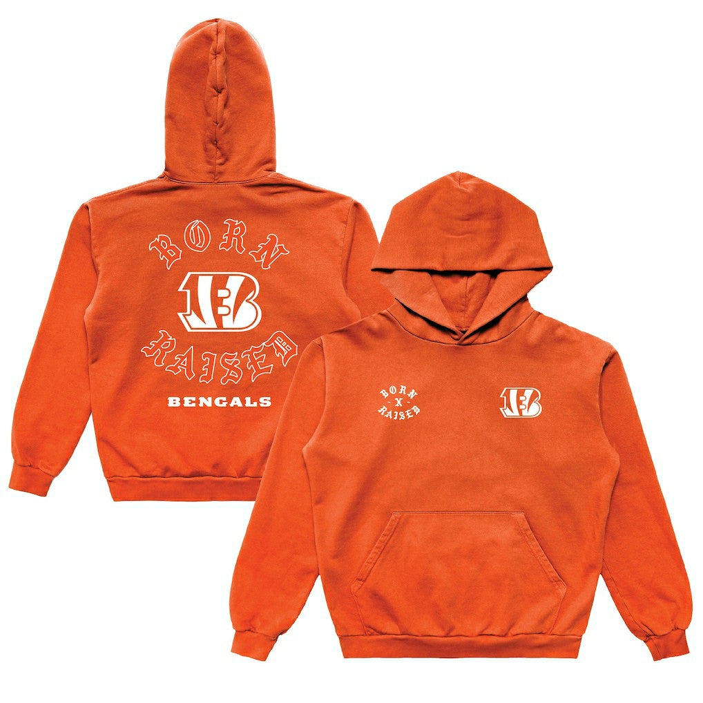 Cincinnati Bengals Born x Raised Unisex Pullover Hoodie Orange | NFL
