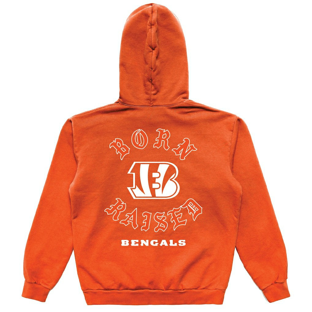 Cincinnati Bengals Born x Raised Unisex Pullover Hoodie Orange | NFL
