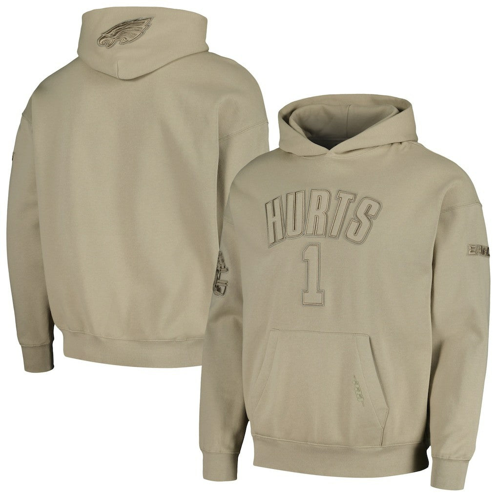Jalen Hurts Philadelphia Eagles Pro Standard Player Name & Number Pullover Hoodie Tan | NFL