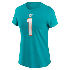 Tua Tagovailoa Miami Dolphins Women's Player Name & Number T-Shirt Aqua | Nike for Sale