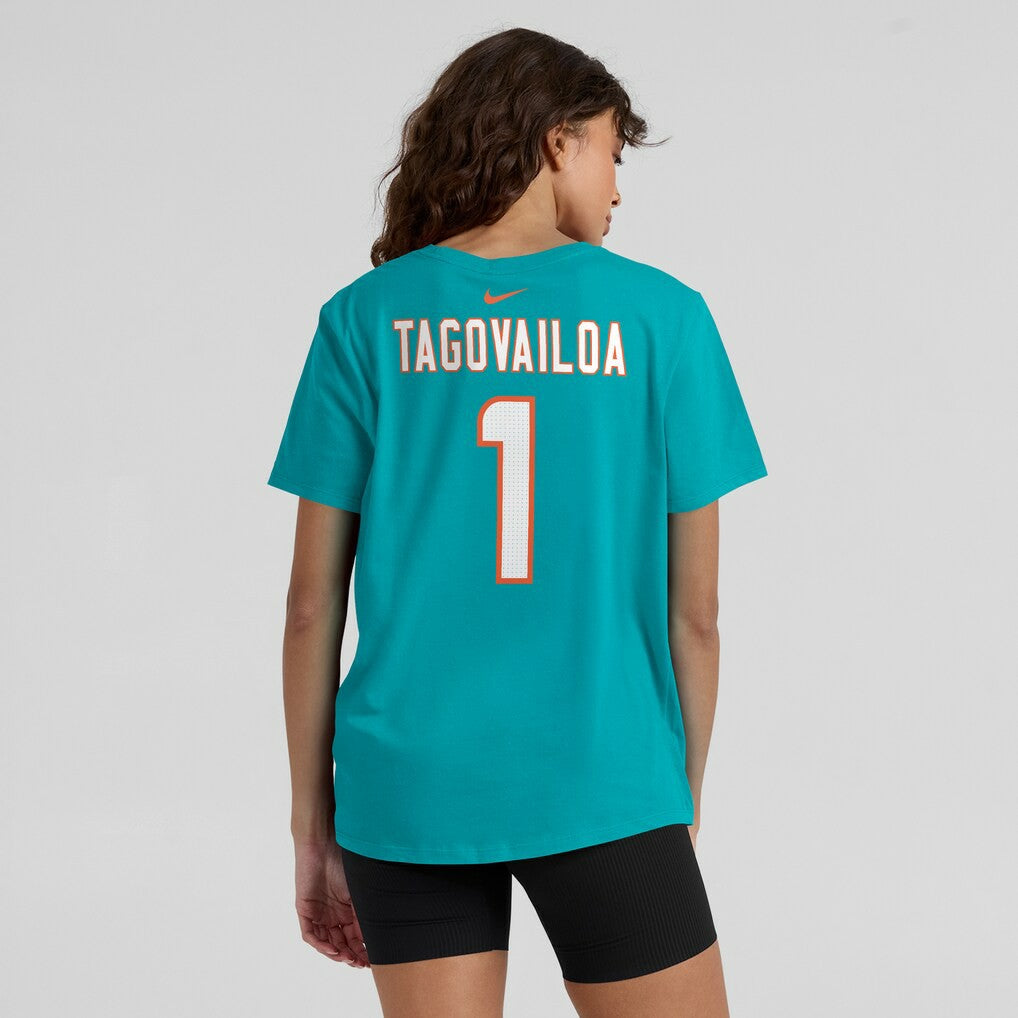 Tua Tagovailoa Miami Dolphins Women's Player Name & Number T-Shirt Aqua | Nike for Sale