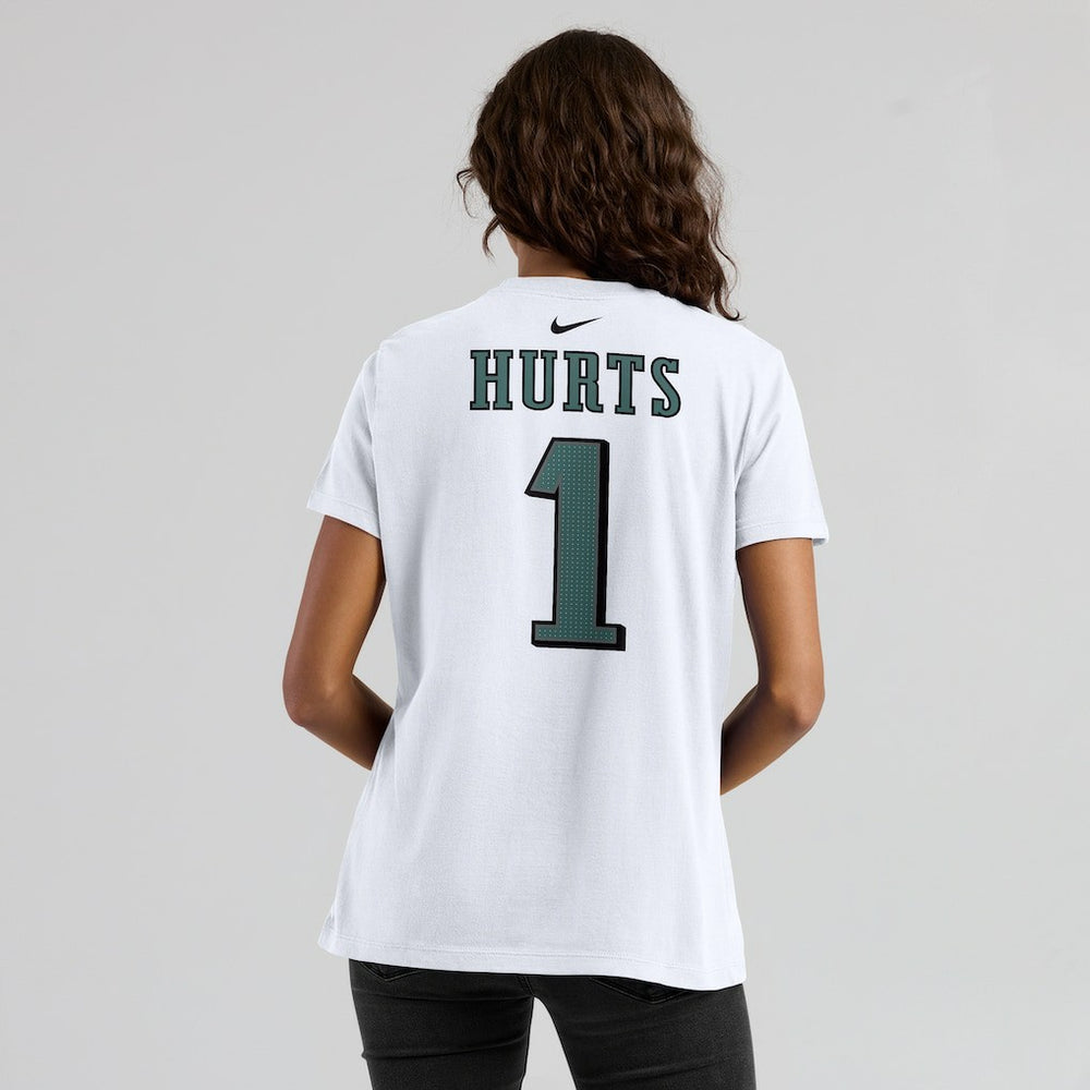 Jalen Hurts Philadelphia Eagles Women's Player Name & Number T-Shirt White | Nike for Sale