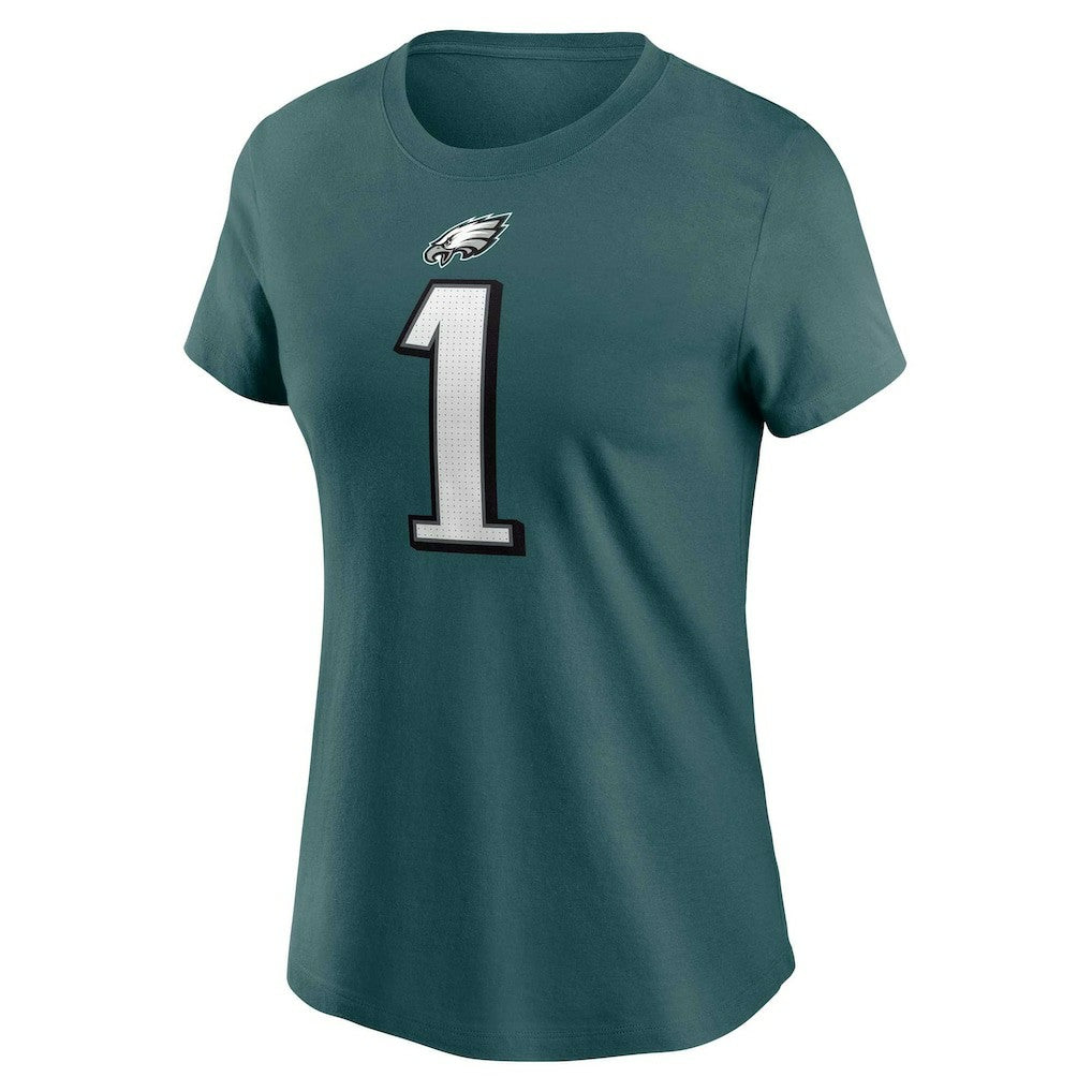 Jalen Hurts Philadelphia Eagles Women's Player Name & Number T-Shirt Midnight Green | Nike for Sale