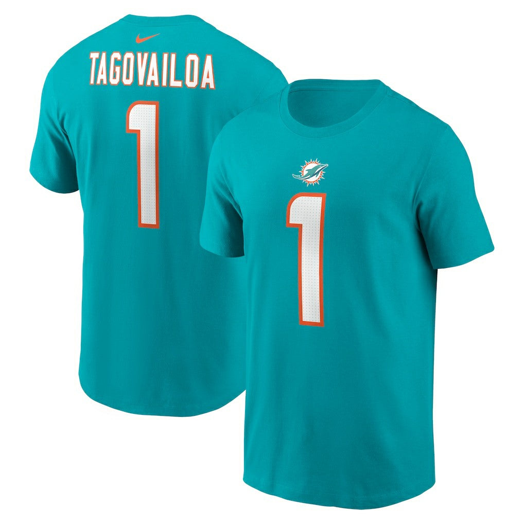 Tua Tagovailoa Miami Dolphins Player Name & Number T-Shirt Aqua | Nike for Sale