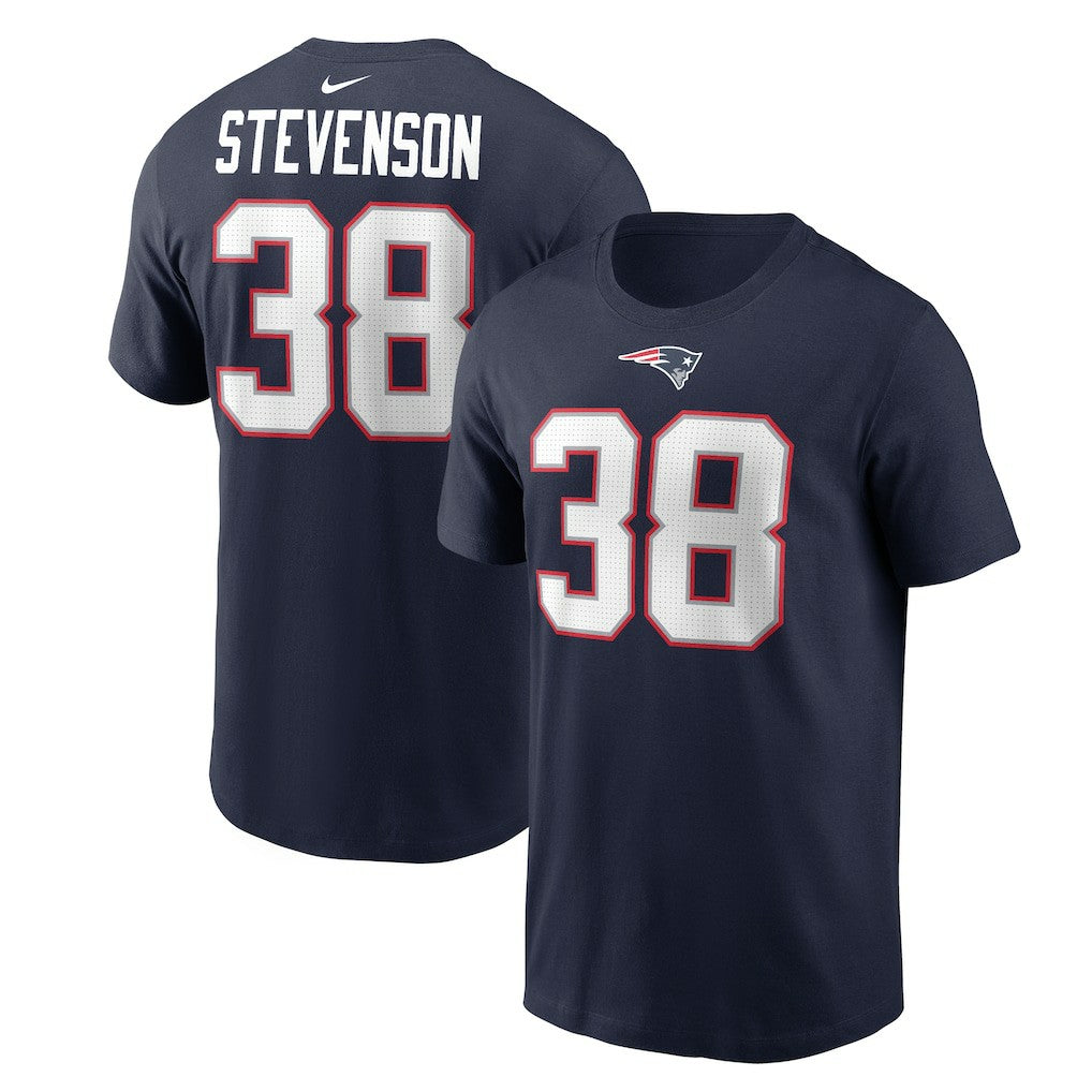 Rhamondre Stevenson New England Patriots Player Name & Number T-Shirt Navy | Nike for Sale