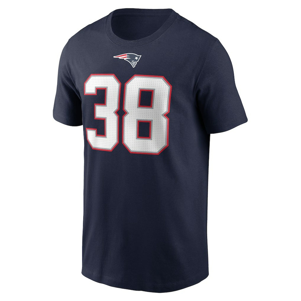Rhamondre Stevenson New England Patriots Player Name & Number T-Shirt Navy | Nike for Sale