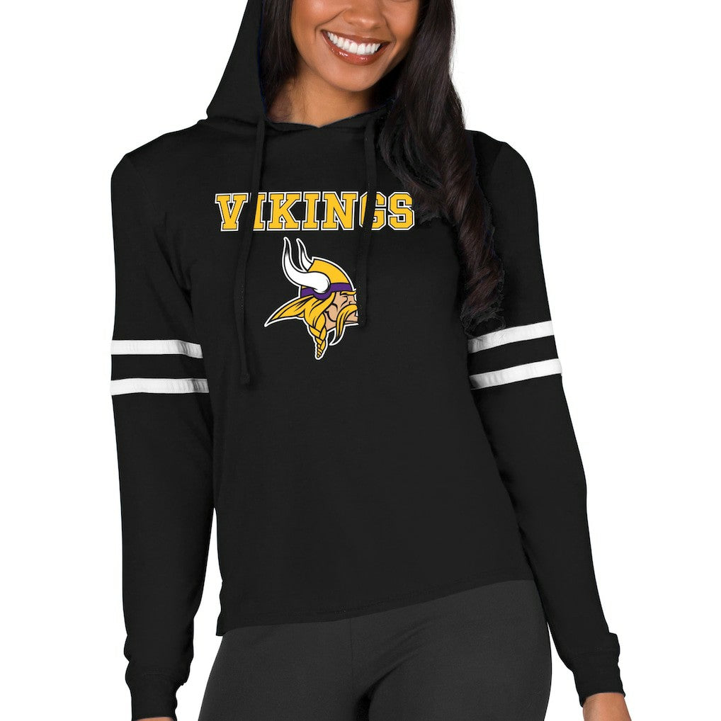 Minnesota Vikings Concepts Sport Women's Marathon Lightweight Lounge Pullover Hoodie Black | NFL