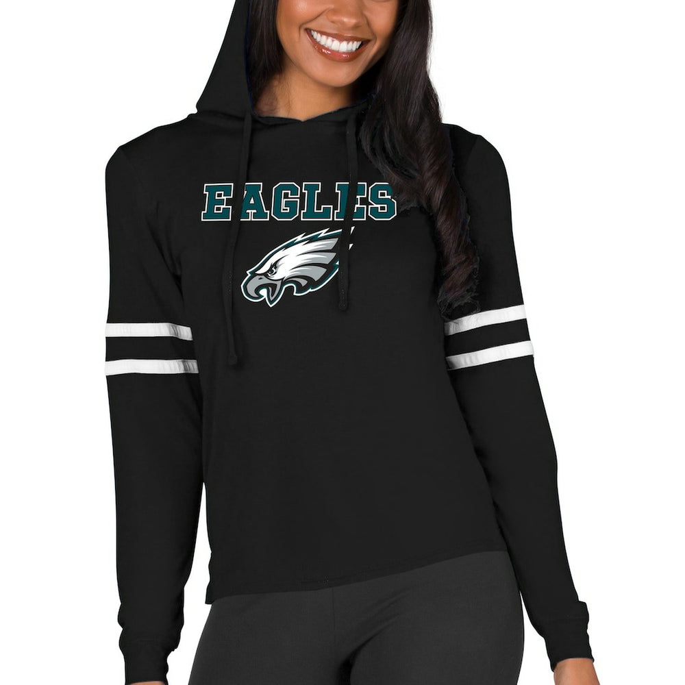 Philadelphia Eagles Concepts Sport Women's Marathon Lightweight Lounge Pullover Hoodie Black | NFL