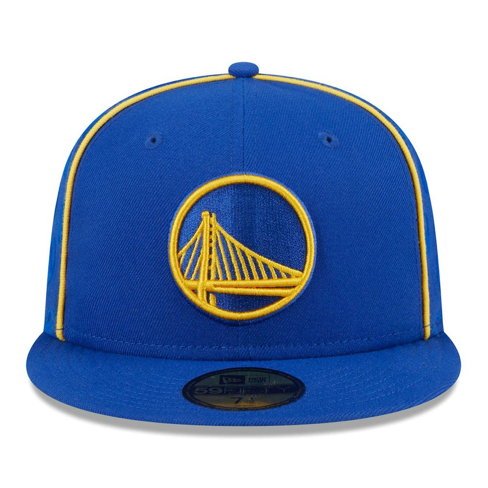 Golden State Warriors Piped & Flocked 59Fifty Fitted Hat Royal - NBA