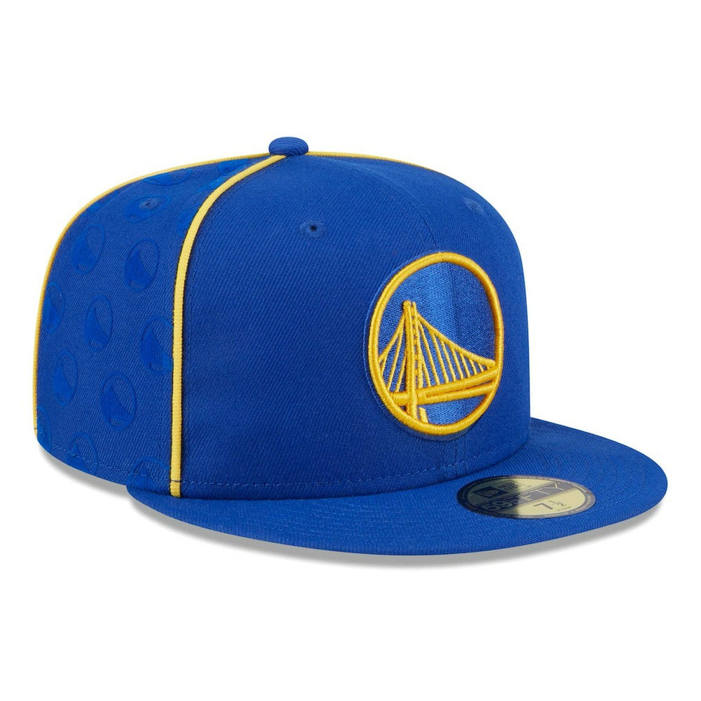 Golden State Warriors Piped & Flocked 59Fifty Fitted Hat Royal - NBA