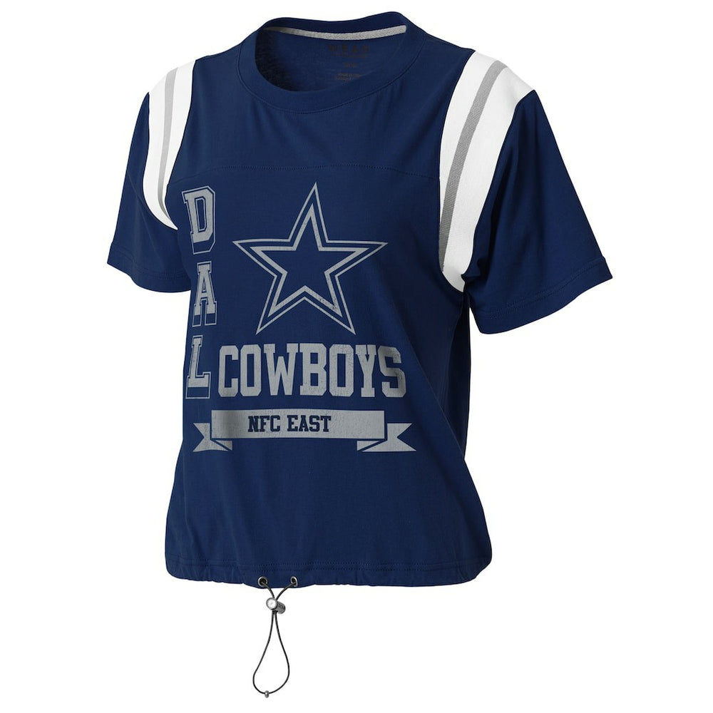 Dallas Cowboys WEAR by Erin Andrews Women's Cinched Colorblock T-Shirt Navy | NFL