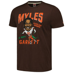 Myles Garrett Cleveland Browns Homage Unisex Caricature Player Tri-Blend T-Shirt Heathered Brown | NFL