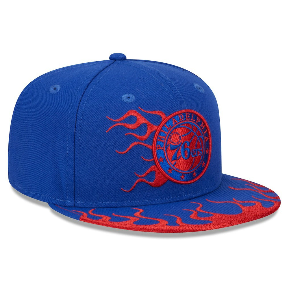 Philadelphia 76ers Rally Drive Flames 9FIFTY Snapback Hat Royal - NBA