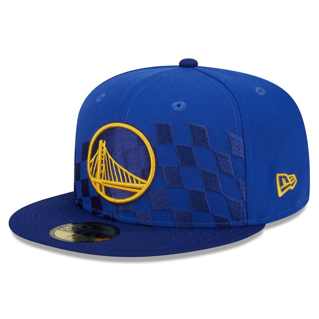 Golden State Warriors Rally Drive Checkerboard 59FIFTY Crown Fitted Hat Royal - NBA