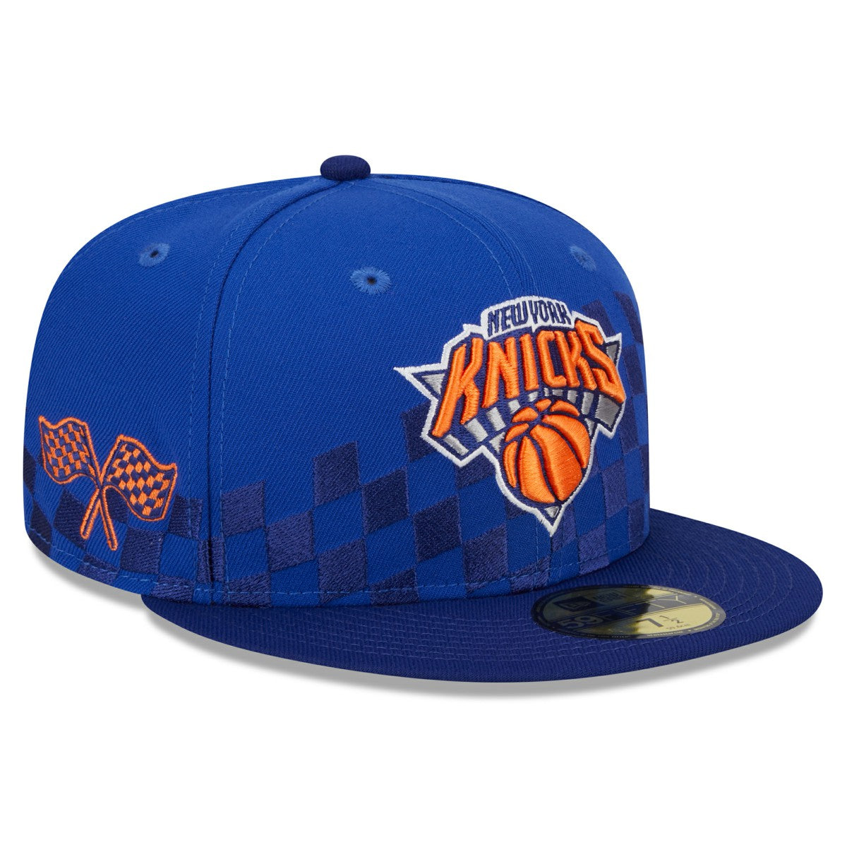 New York Knicks Rally Drive Checkerboard 59FIFTY Crown Fitted Hat Blue - NBA