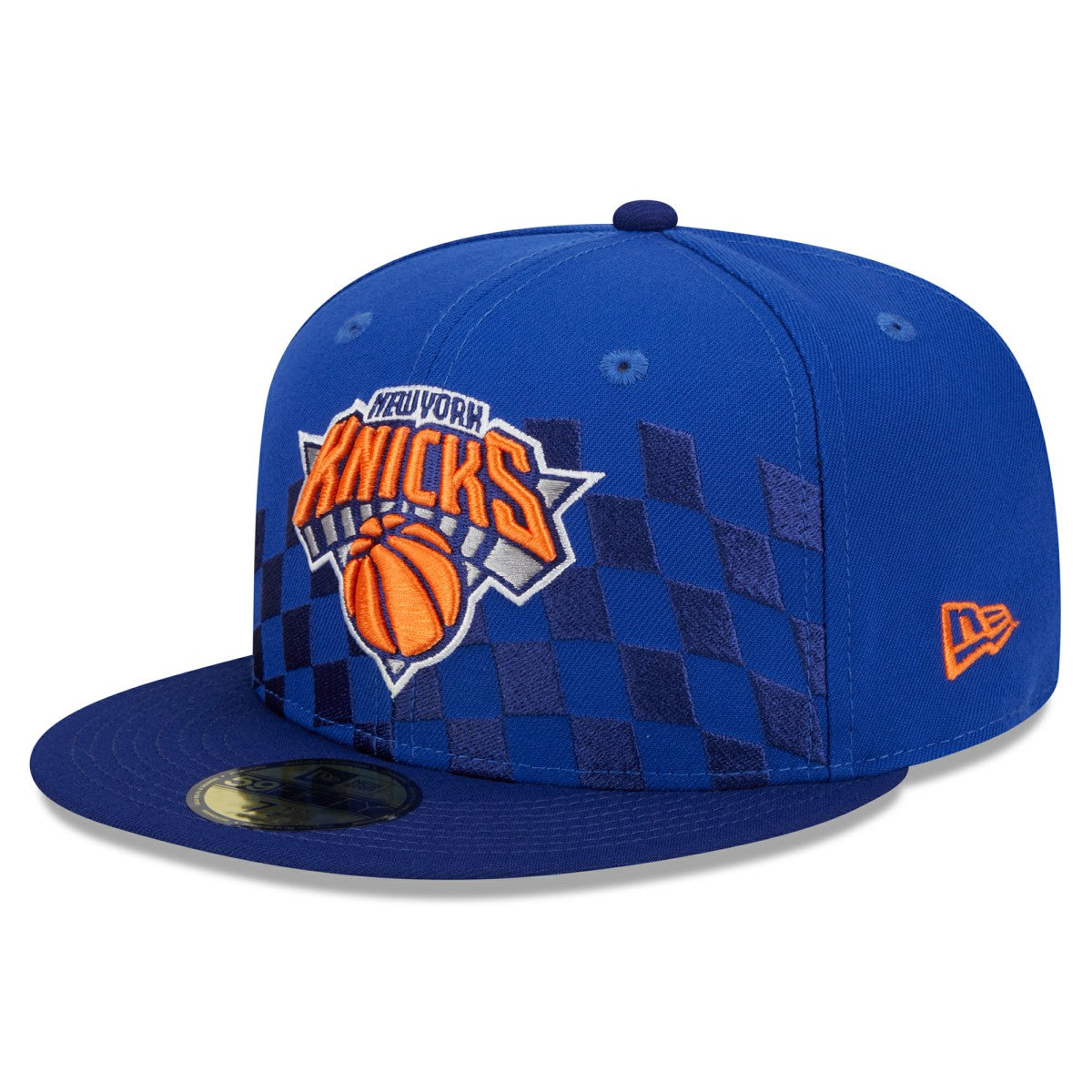New York Knicks Rally Drive Checkerboard 59FIFTY Crown Fitted Hat Blue - NBA