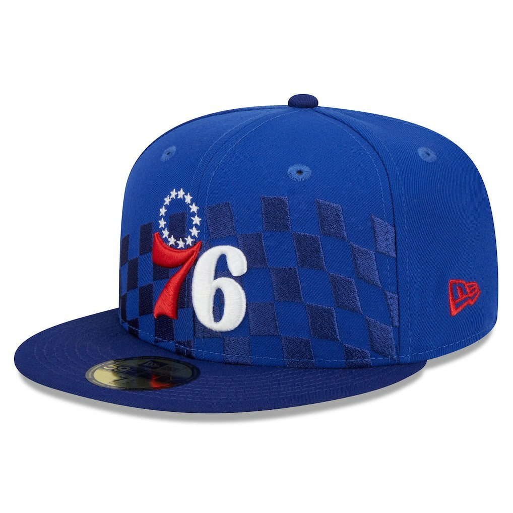 Philadelphia 76ers Rally Drive Checkerboard 59FIFTY Crown Fitted Hat Royal - NBA