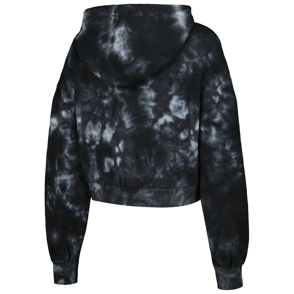 Chicago Bulls The Wild Collective Women's Tie-Dye Cropped Pullover Hoodie Black - NBA