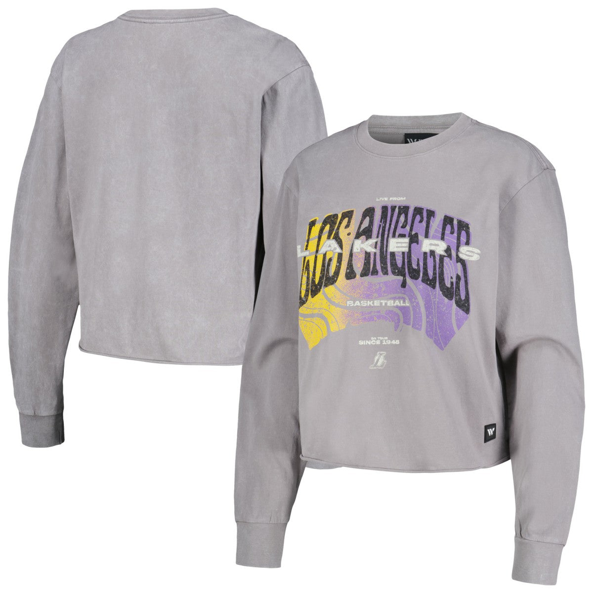 Los Angeles Lakers The Wild Collective Women's Band Cropped Long Sleeve T-Shirt Gray - NBA