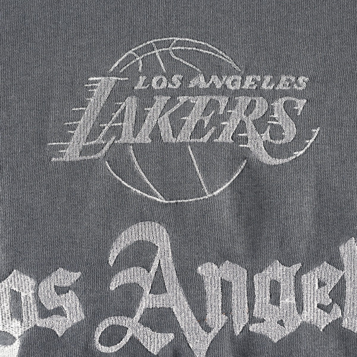 Los Angeles Lakers The Wild Collective Women's Embroidered Fleece Raglan Short Sleeve Pullover Sweatshirt Gray - NBA
