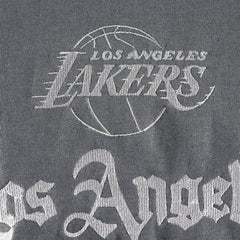 Los Angeles Lakers The Wild Collective Women's Embroidered Fleece Raglan Short Sleeve Pullover Sweatshirt Gray - NBA