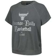 Chicago Bulls The Wild Collective Women's Embroidered Fleece Raglan Short Sleeve Pullover Sweatshirt Gray - NBA