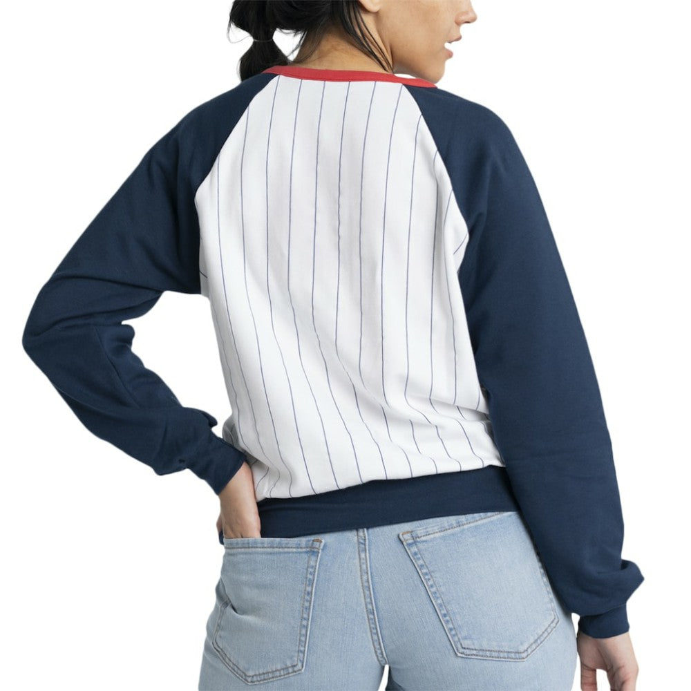 Atlanta Braves Lusso Women's Mack Fleece V-Neck Pullover Top - MLB
