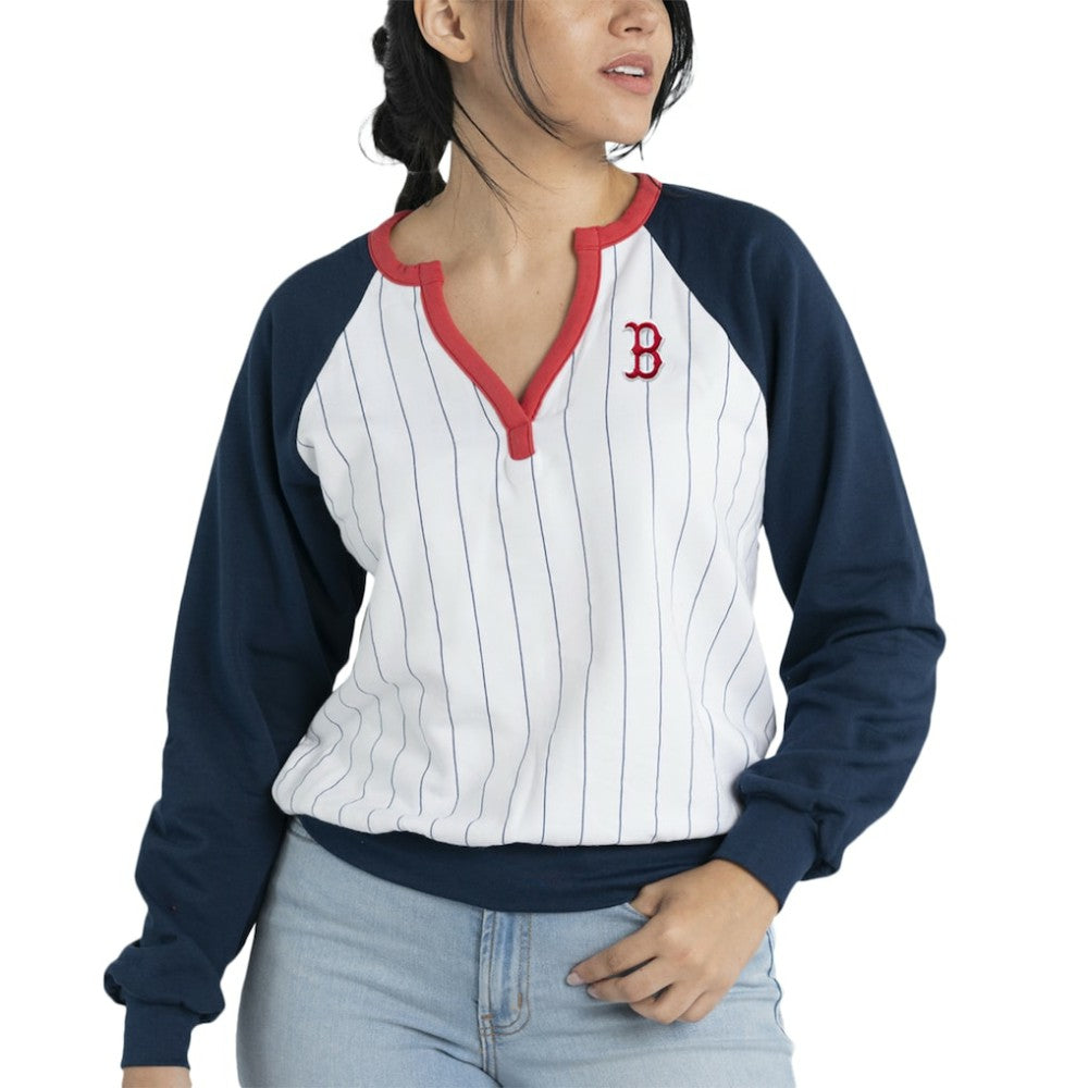 Boston Red Sox Lusso Women's Mack Fleece V-Neck Pullover Top - MLB