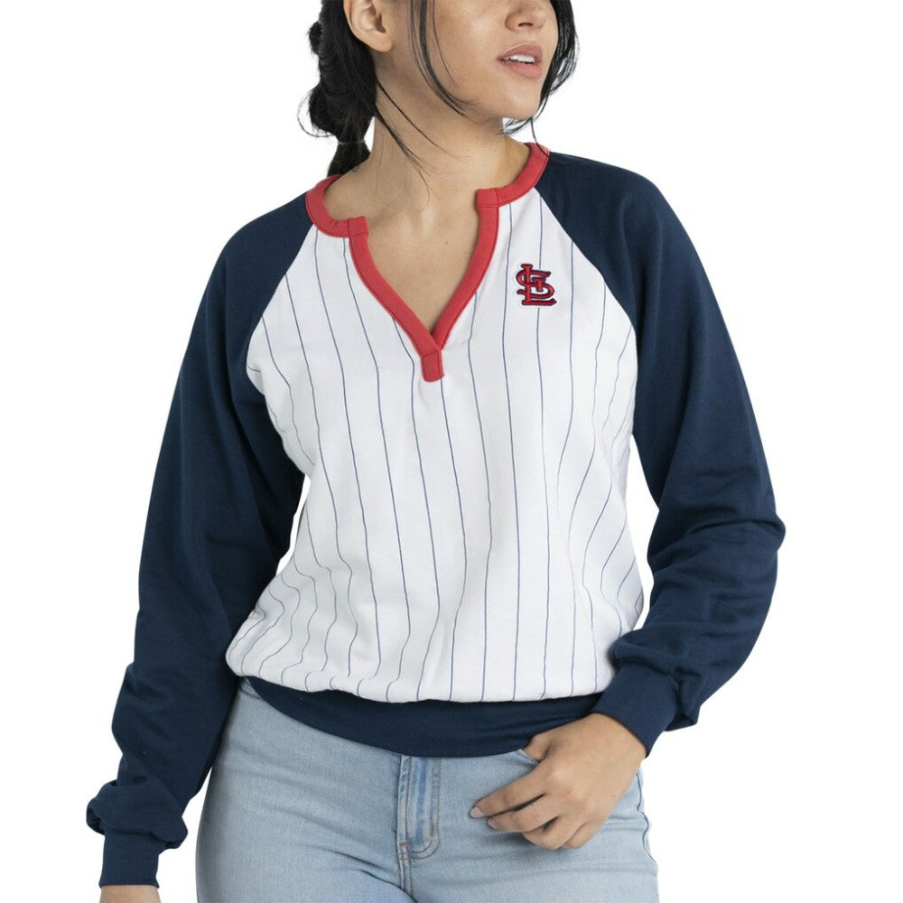 St. Louis Cardinals Lusso Women's Mack Fleece V-Neck Pullover Top - MLB