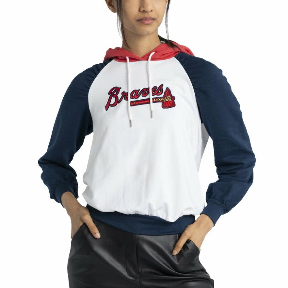 Atlanta Braves Lusso Women's Marlowe Tri-Blend Raglan Pullover Hoodie - MLB