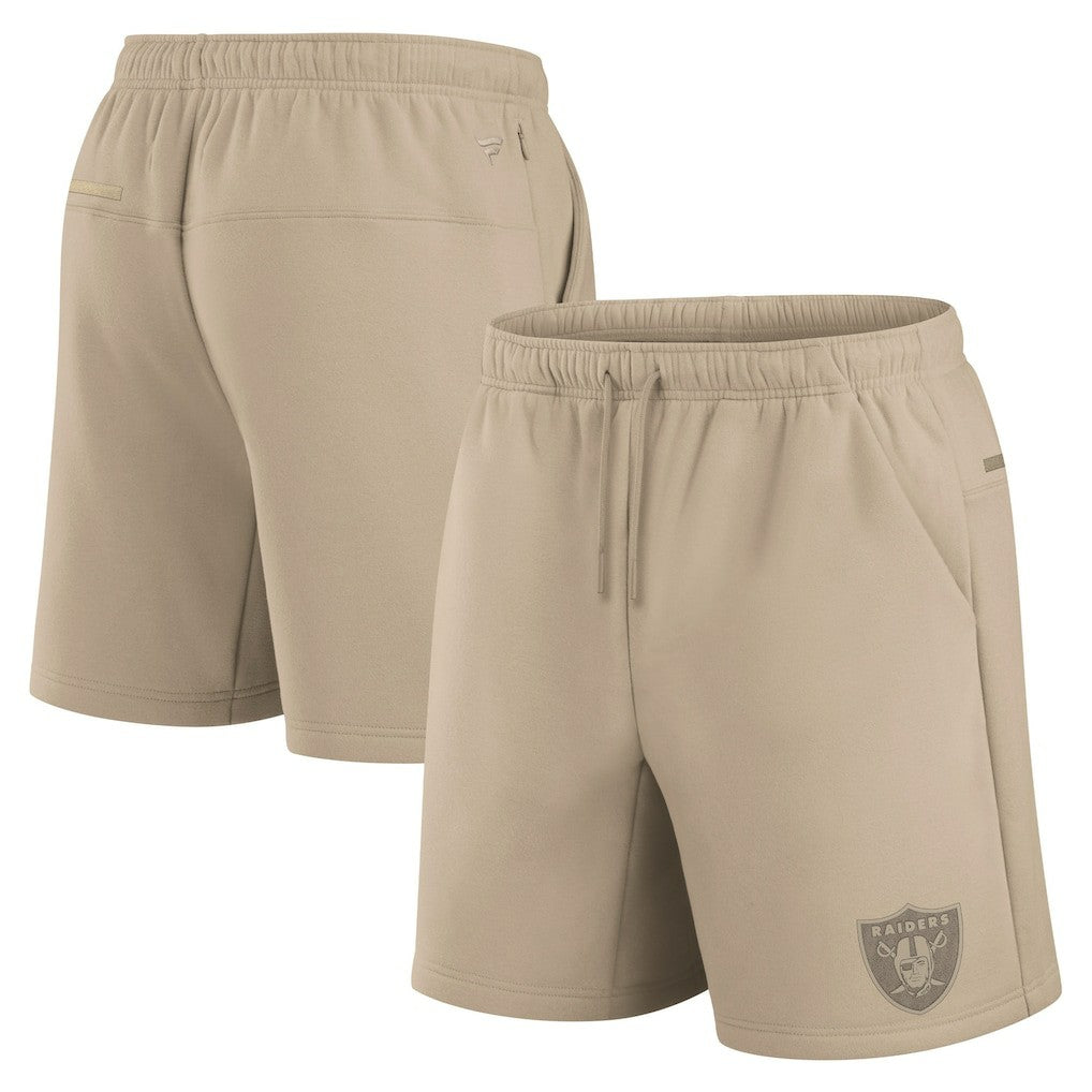 Las Vegas Raiders Unisex Elements Super Soft Fleece Shorts Khaki | Fanatics
