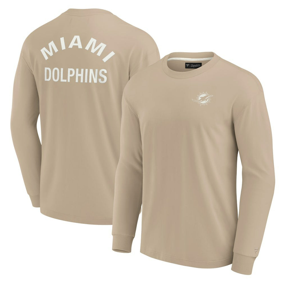 Miami Dolphins Unisex Elements Super Soft Long Sleeve T-Shirt Khaki | Fanatics
