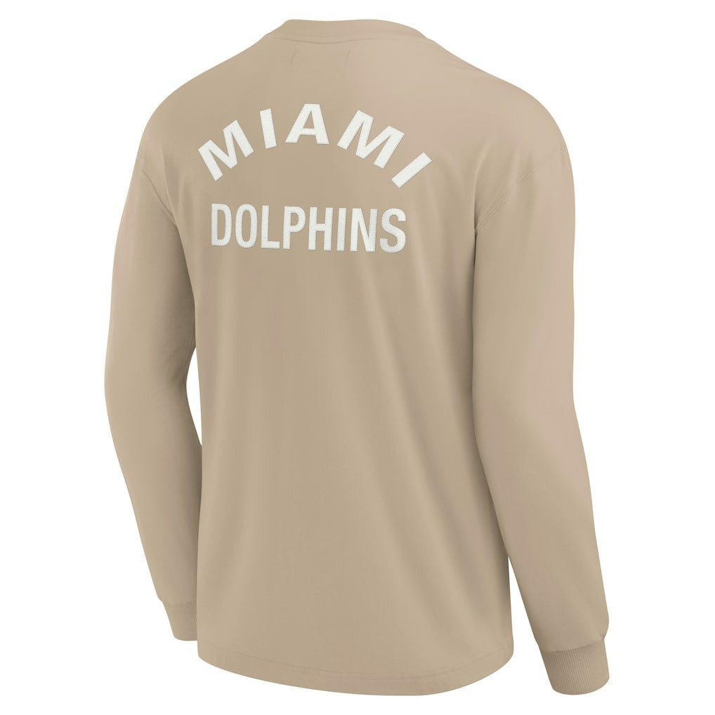 Miami Dolphins Unisex Elements Super Soft Long Sleeve T-Shirt Khaki | Fanatics