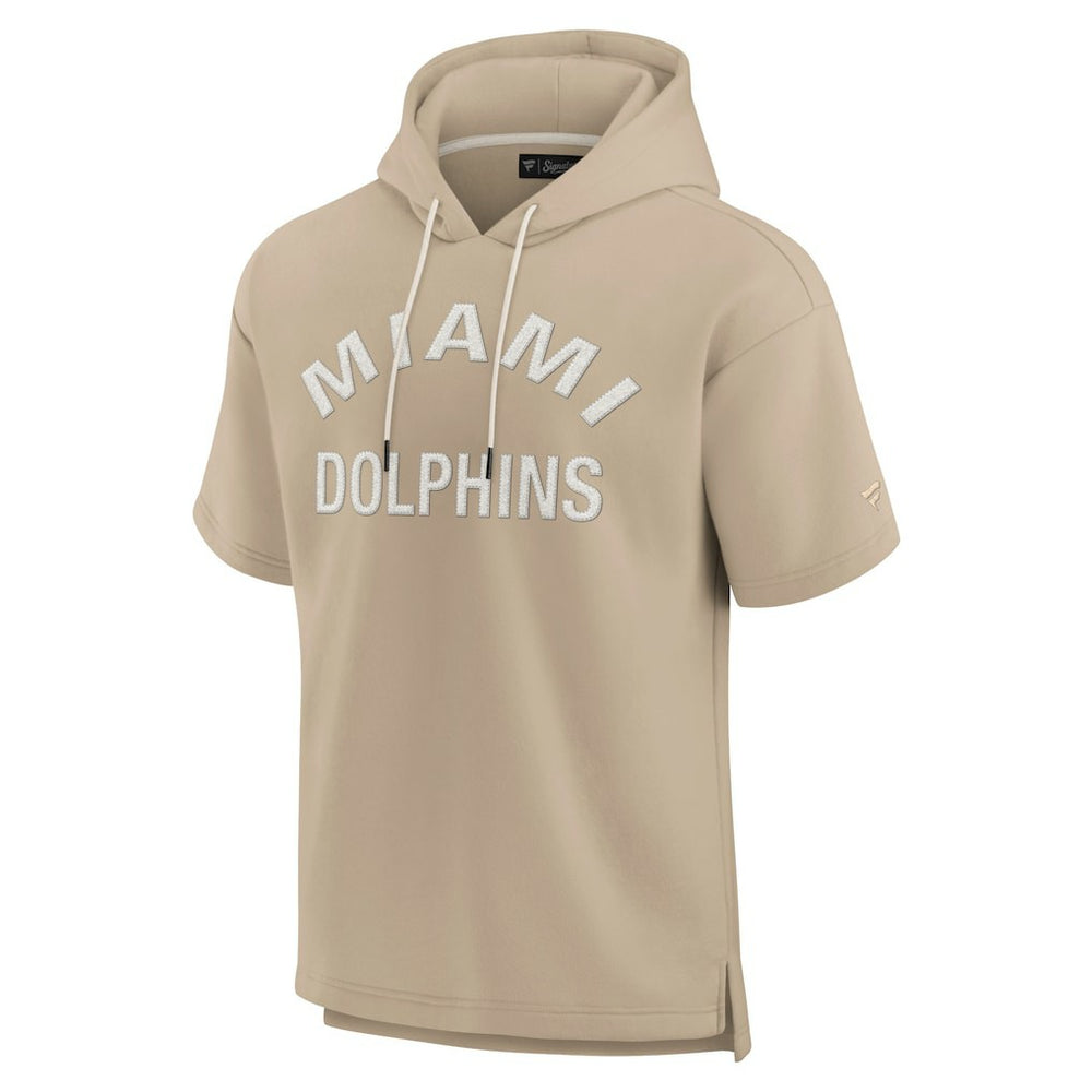 Miami Dolphins Unisex Elements Super Soft Fleece Short Sleeve Pullover Hoodie Khaki | Fanatics
