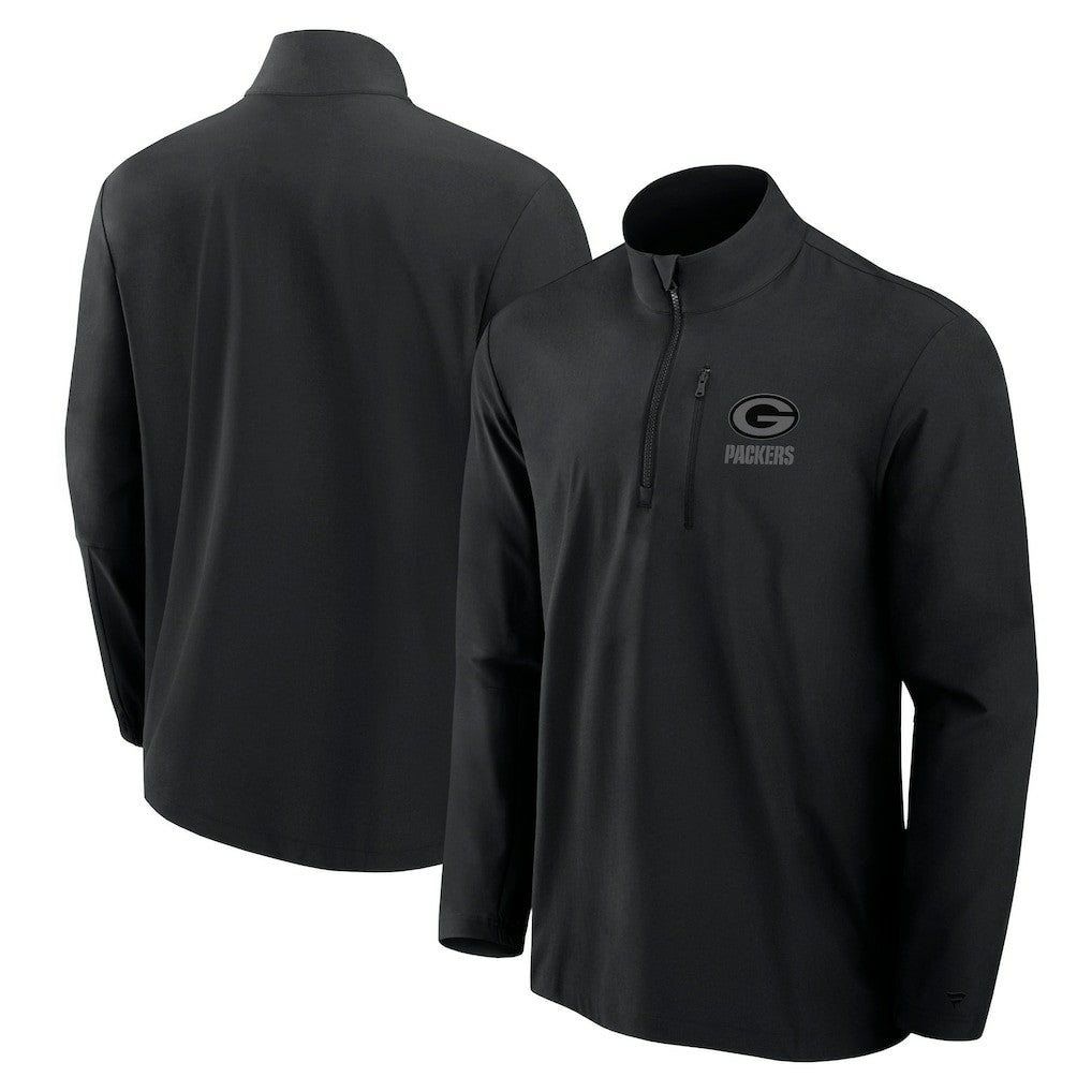 Green Bay Packers Front Office Micro Tonal Quarter-Zip Pullover Black | Fanatics
