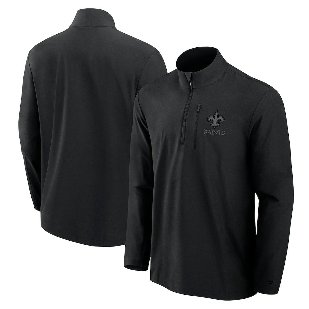 New Orleans Saints Front Office Micro Tonal Quarter-Zip Pullover Black | Fanatics
