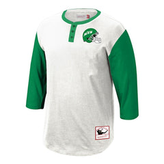 New York Jets Legacy Slub Henley 3/4 Sleeve T-Shirt White | Mitchell & Ness