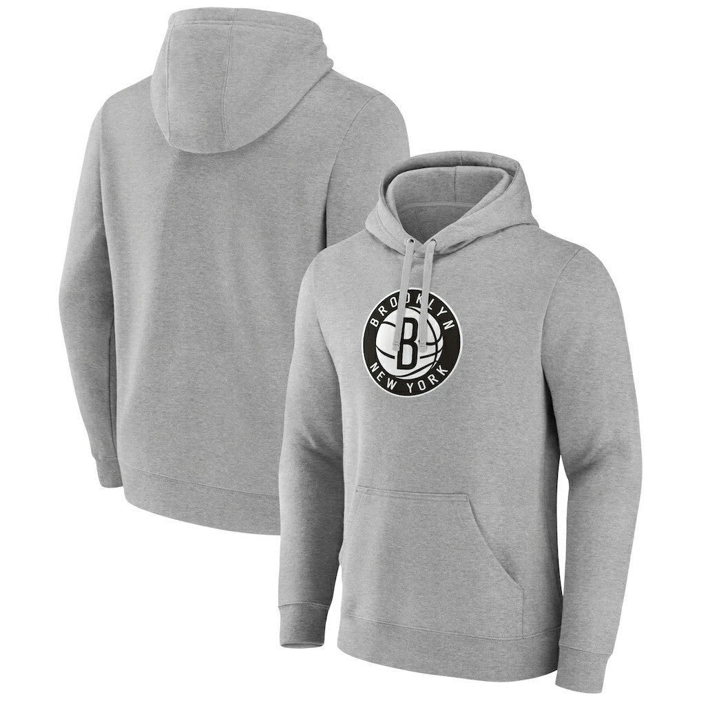 Brooklyn Nets Primary Logo Pullover Hoodie Heather Gray - NBA