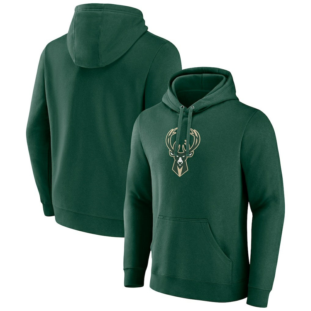 Milwaukee Bucks Primary Logo Pullover Hoodie Hunter Green - NBA