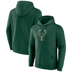 Milwaukee Bucks Primary Logo Pullover Hoodie Hunter Green - NBA