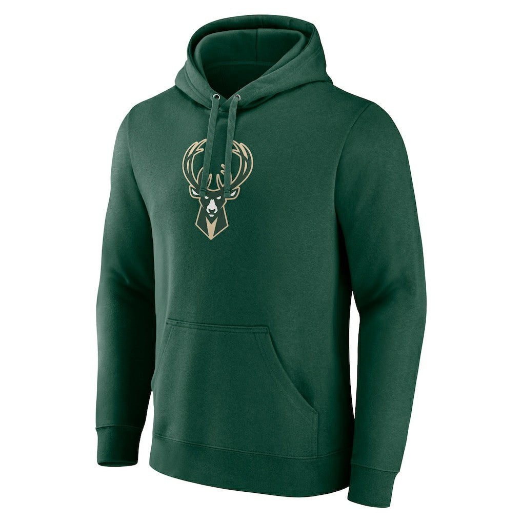 Milwaukee Bucks Primary Logo Pullover Hoodie Hunter Green - NBA