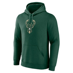 Milwaukee Bucks Primary Logo Pullover Hoodie Hunter Green - NBA