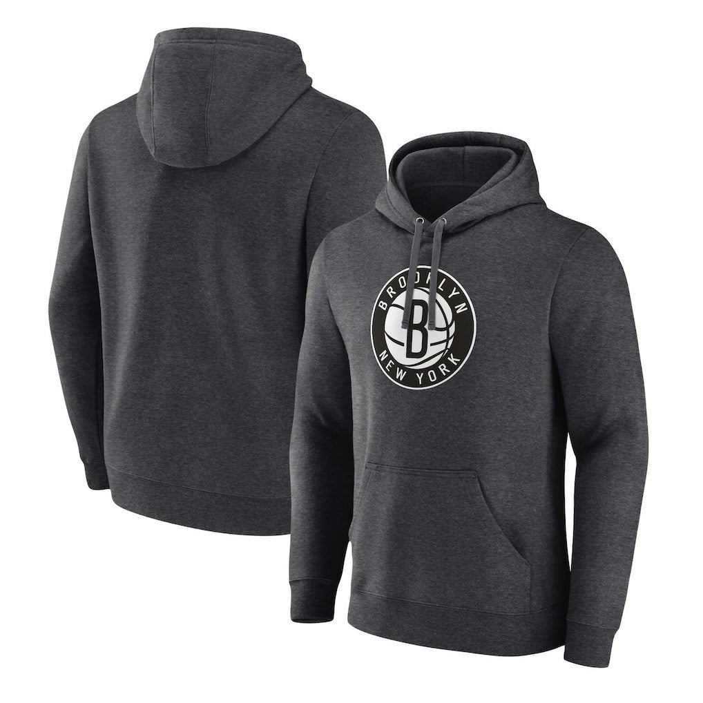Brooklyn Nets Primary Logo Pullover Hoodie Heather Charcoal - NBA