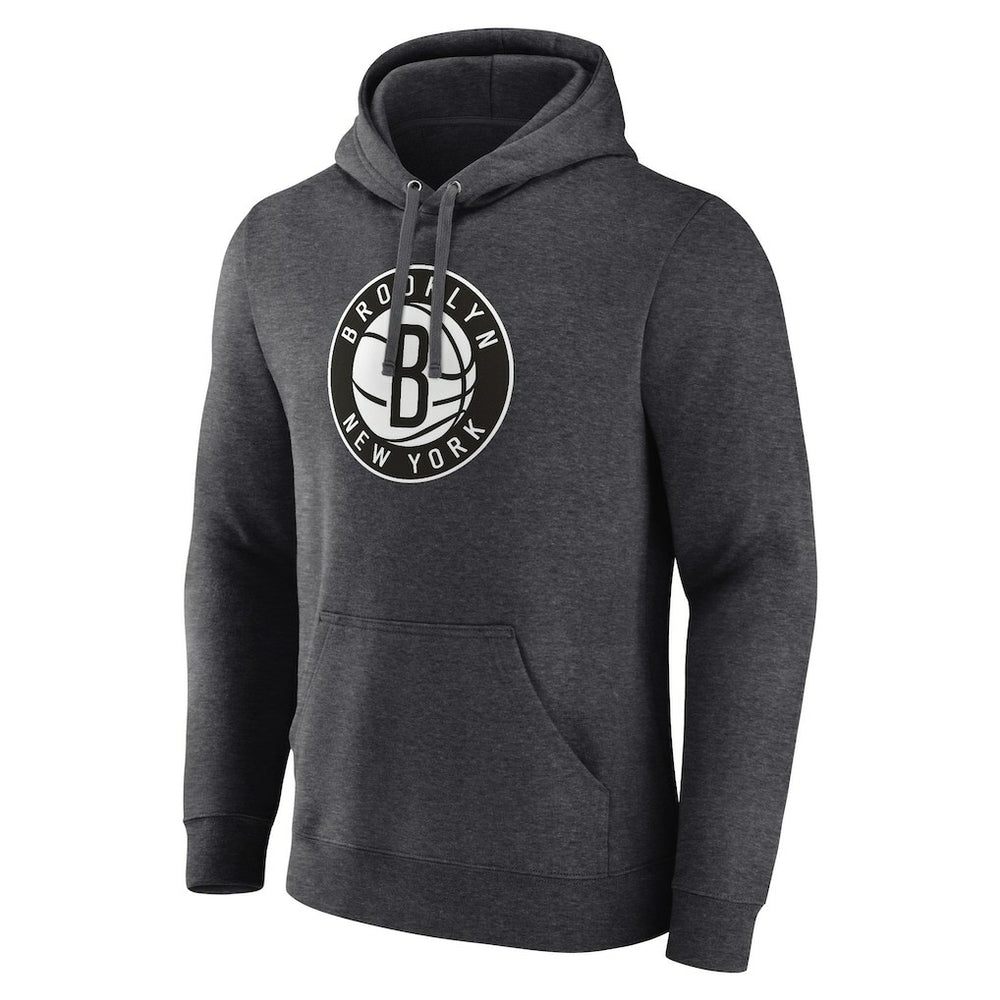 Brooklyn Nets Primary Logo Pullover Hoodie Heather Charcoal - NBA