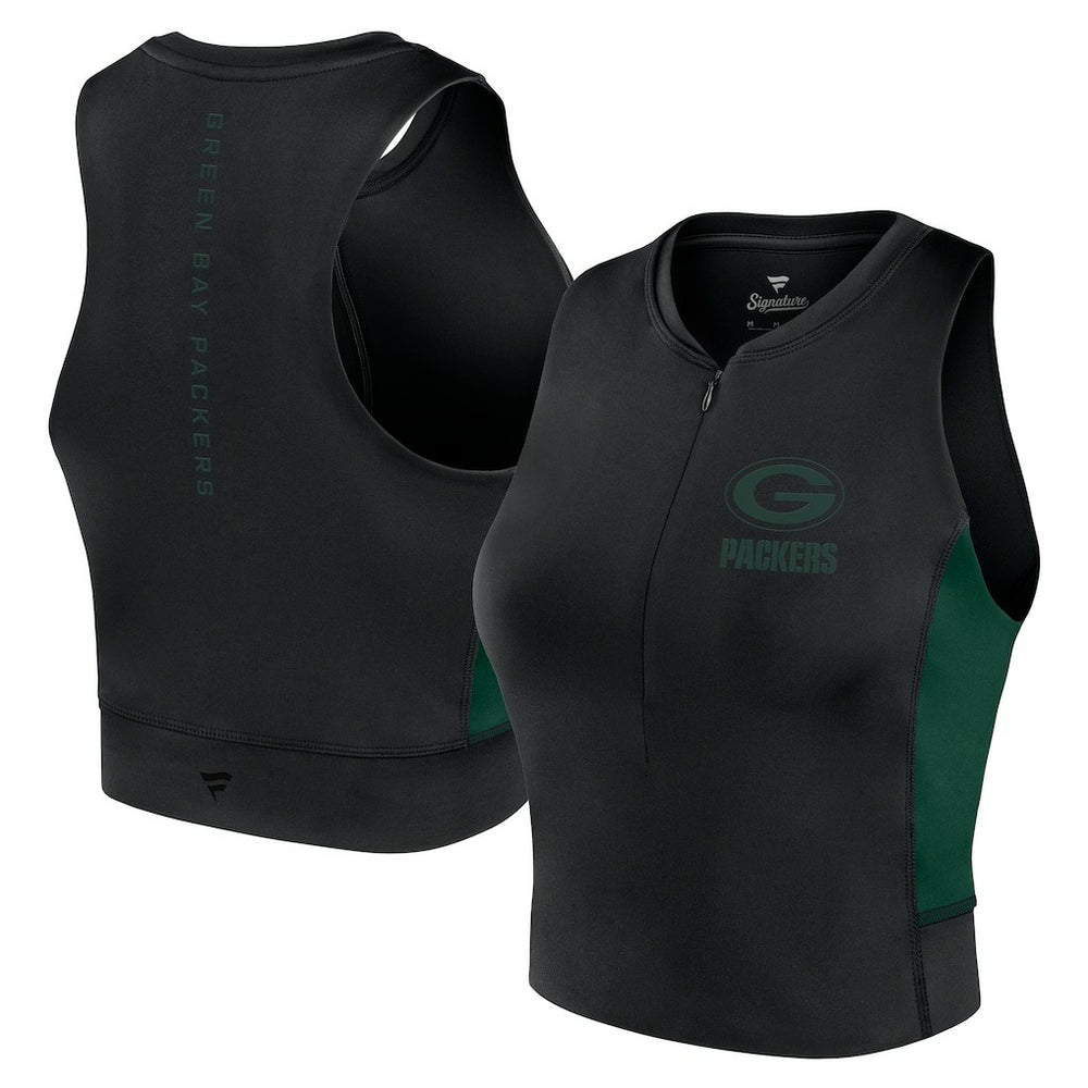 Green Bay Packers Women's Studio Fitted Gym Tank Top Black | Fanatics