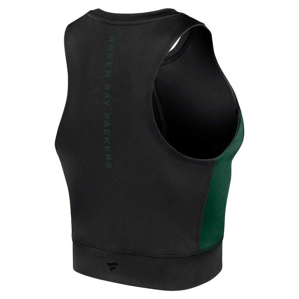 Green Bay Packers Women's Studio Fitted Gym Tank Top Black | Fanatics