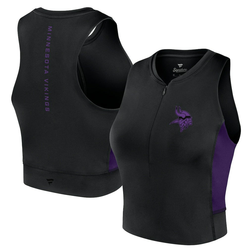 Minnesota Vikings Women's Studio Fitted Gym Tank Top Black | Fanatics